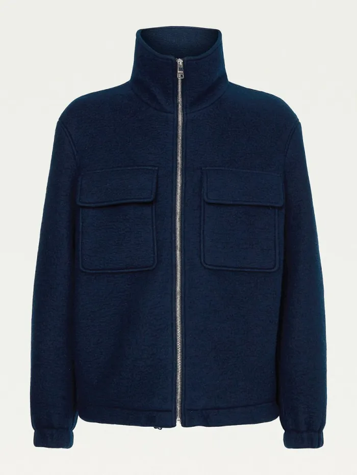 Tommy Hilfiger Th Tech Wool Blend ZipThru Shacket Desert Sky Mens Coats and Jackets Online