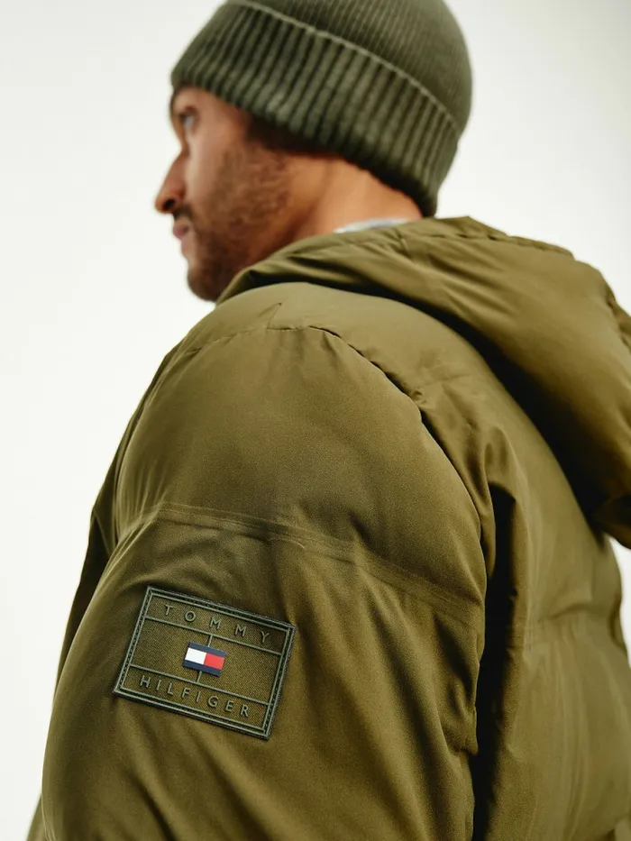 Tommy Hilfiger Th Warm Flex Hooded Filled Jacket Olivewood Mens Coats and Jackets Fashion