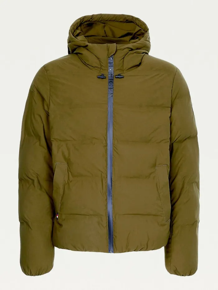 Tommy Hilfiger Th Warm Flex Hooded Filled Jacket Olivewood Mens Coats and Jackets Fashion