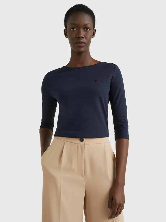 Tommy Hilfiger ThreeQuarter Sleeve Slim Fit TShirt Desert Sky Womens TShirts Cheap On Sale Tommy Hilfiger ThreeQuarter Sleeve Slim Fit TShirt Desert Sky Womens TShirts Cheap On Sale