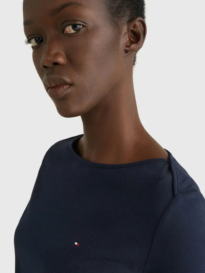 Tommy Hilfiger ThreeQuarter Sleeve Slim Fit TShirt Desert Sky Womens TShirts Cheap On Sale