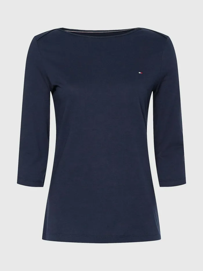 Tommy Hilfiger ThreeQuarter Sleeve Slim Fit TShirt Desert Sky Womens TShirts Cheap On Sale