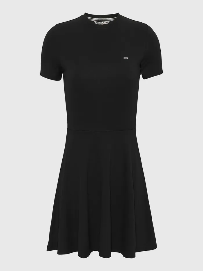 Tommy Hilfiger Tie Back Fit And Flare Dress Black Womens Dresses and Jumpsuits For Sale