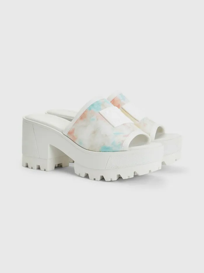 Tommy Hilfiger TieDye Block Heel Mules Tie Dye Womens Sandals On Sale
