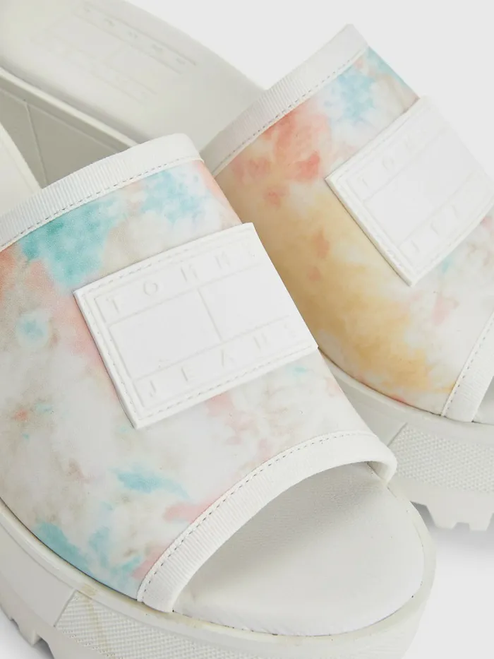Tommy Hilfiger TieDye Block Heel Mules Tie Dye Womens Sandals On Sale