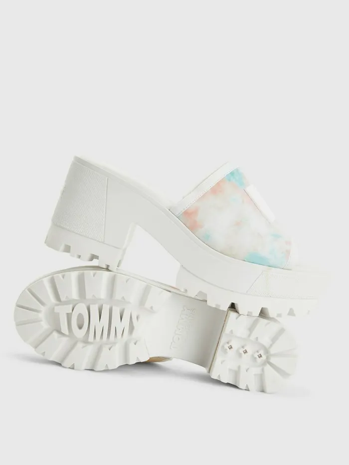 Tommy Hilfiger TieDye Block Heel Mules Tie Dye Womens Sandals On Sale