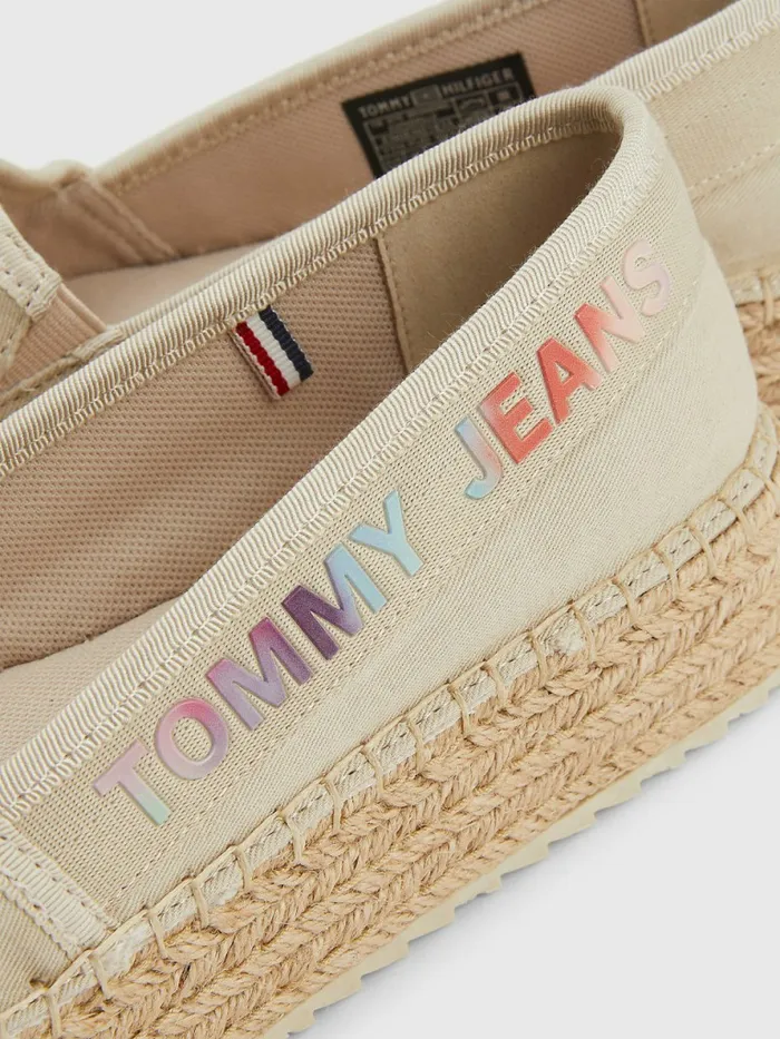 Tommy Hilfiger TieDye Logo Flatform Espadrilles Savannah Sand Womens Flat Shoes Casaul