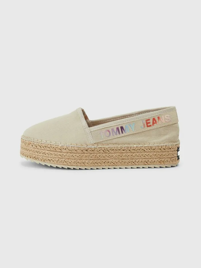 Tommy Hilfiger TieDye Logo Flatform Espadrilles Savannah Sand Womens Flat Shoes Casaul