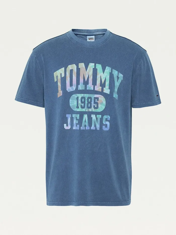 Tommy Hilfiger TieDye Logo TShirt Twilight Navy Mens TShirts Cheap On Sale