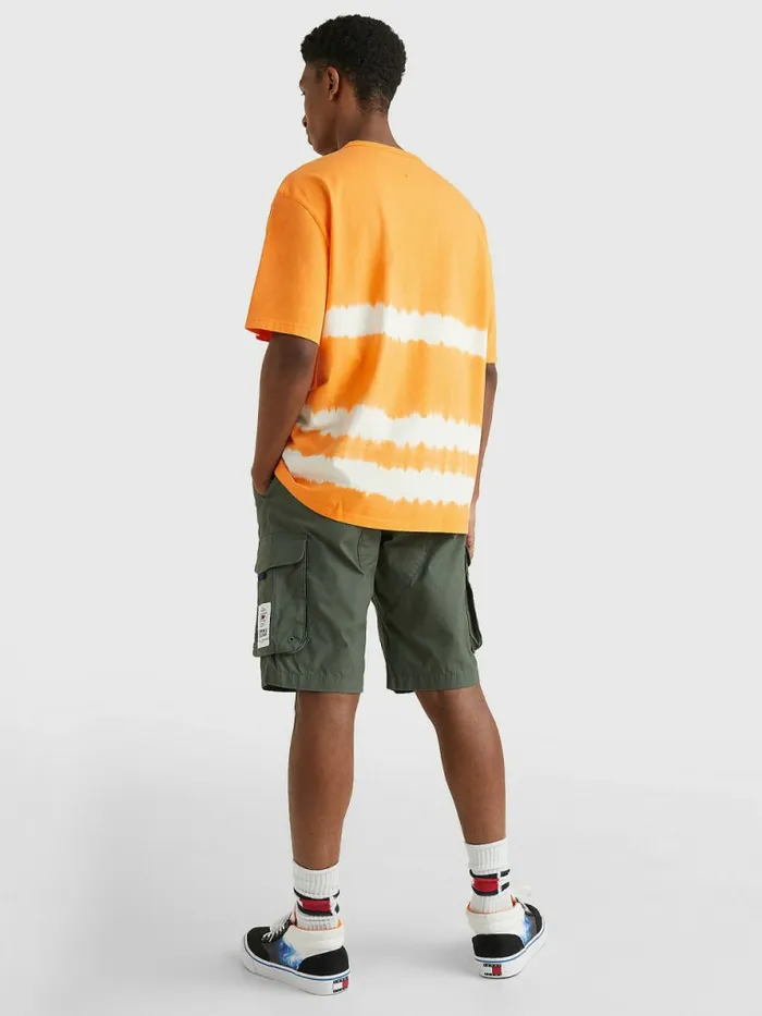 Tommy Hilfiger TieDye Stripe Organic Cotton TShirt Sun Kissed Orange Mens TShirts For Sale