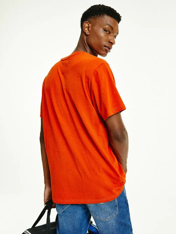 Tommy Hilfiger Tiny Linear Logo TShirt Orange Spice Mens TShirts Casaul