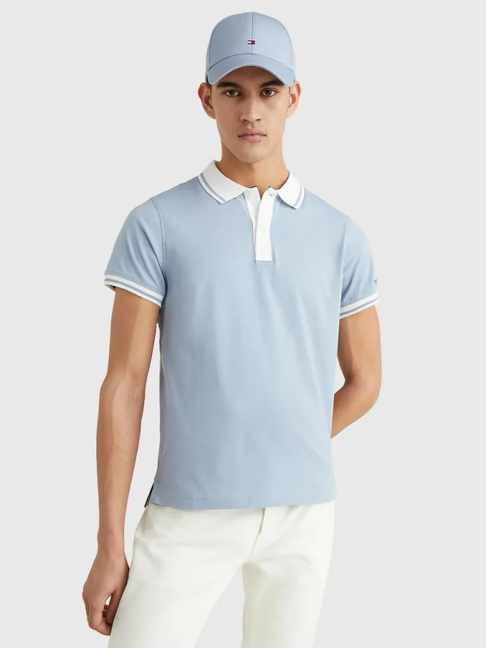 Tommy Hilfiger Tipped Slim Fit Jersey Polo Daybreak Blue Mens Polo Shirts Online Tommy Hilfiger Tipped Slim Fit Jersey Polo Daybreak Blue Mens Polo Shirts Online