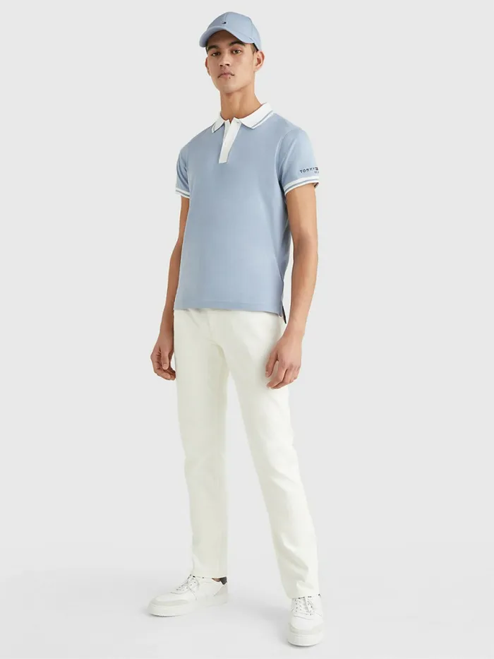 Tommy Hilfiger Tipped Slim Fit Jersey Polo Daybreak Blue Mens Polo Shirts Online