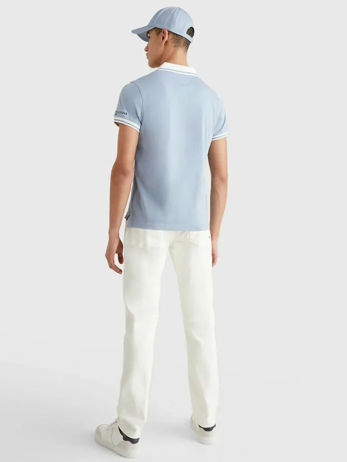 Tommy Hilfiger Tipped Slim Fit Jersey Polo Daybreak Blue Mens Polo Shirts Online