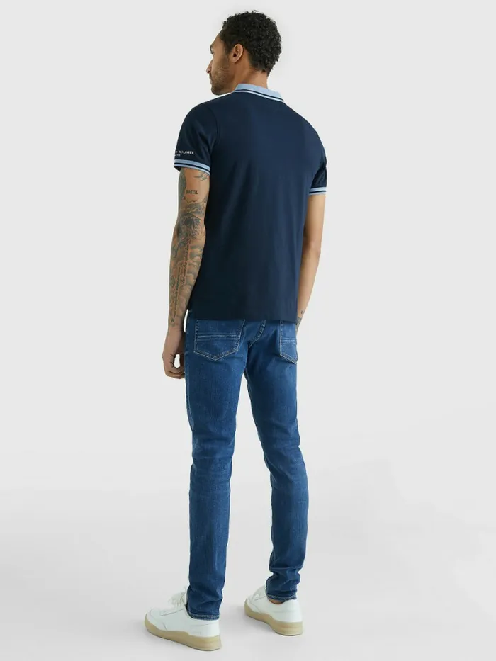 Tommy Hilfiger Tipped Slim Fit Jersey Polo Desert Sky Mens Polo Shirts Gift Ideas
