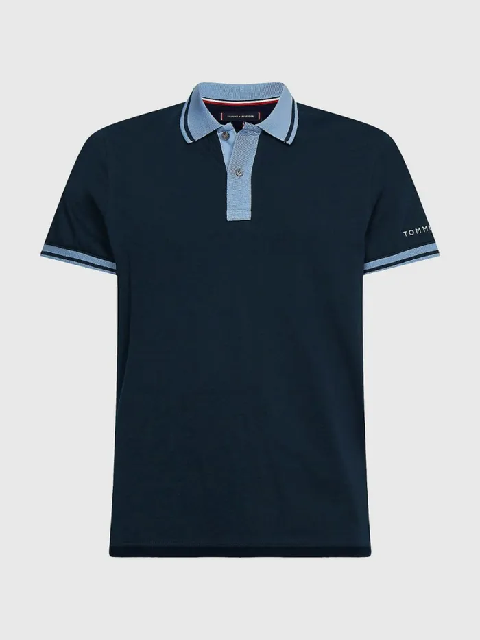 Tommy Hilfiger Tipped Slim Fit Jersey Polo Desert Sky Mens Polo Shirts Gift Ideas