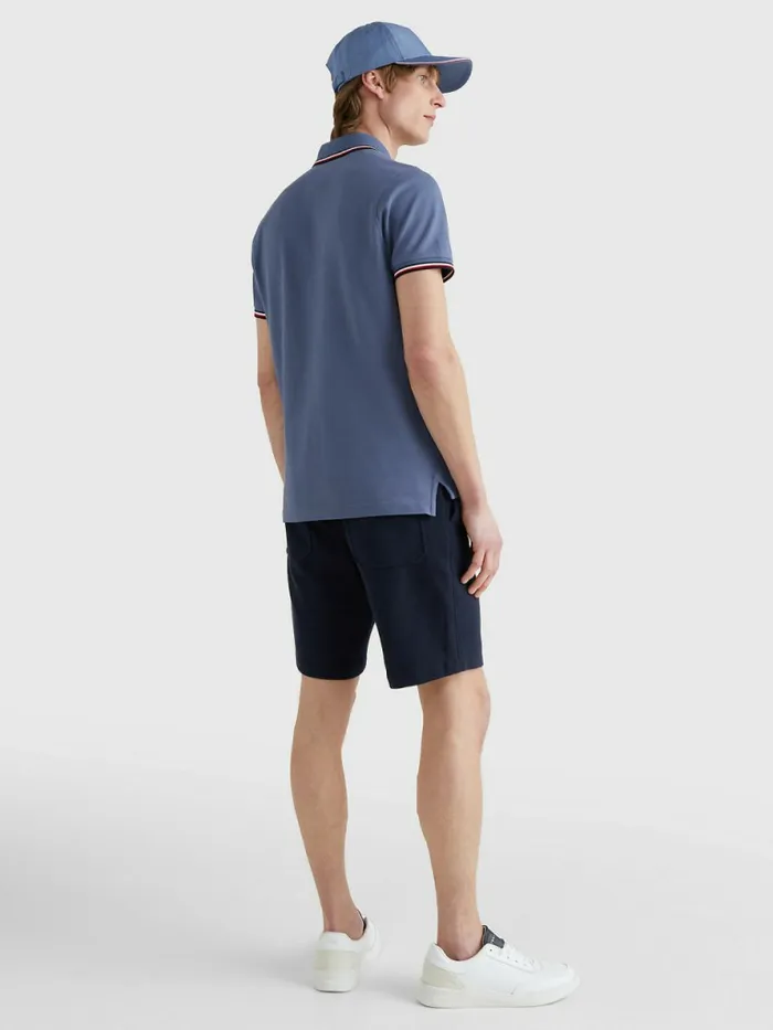 Tommy Hilfiger Tipped Slim Fit Polo Faded Indigo Mens Polo Shirts On Sale