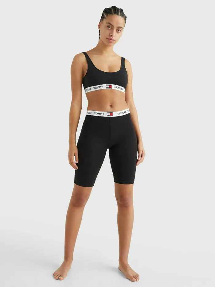 Tommy Hilfiger Tommy 85 Logo Waistband Cycle Shorts Black Womens Lounge and Nightwear Cheap On Sale