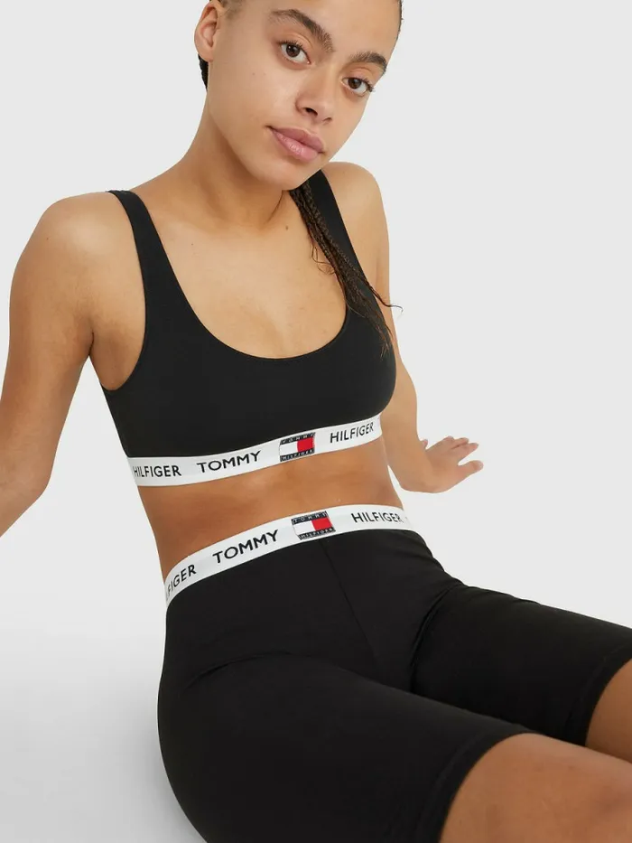 Tommy Hilfiger Tommy 85 Logo Waistband Cycle Shorts Black Womens Lounge and Nightwear Cheap On Sale
