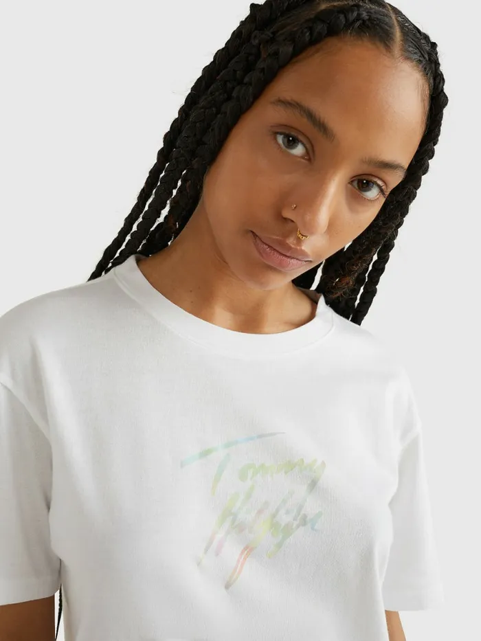 Tommy Hilfiger Tommy 85 Pastel Logo TShirt White Womens TShirts Cheap On Sale