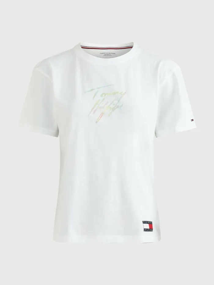 Tommy Hilfiger Tommy 85 Pastel Logo TShirt White Womens TShirts Cheap On Sale