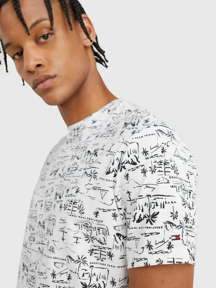 Tommy Hilfiger Tommy 85 Print TShirt Greetings White Mens TShirts Cheap On Sale