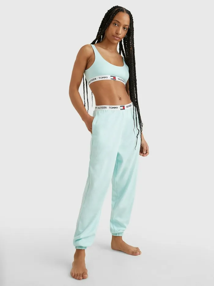 Tommy Hilfiger Tommy 85 Stretch Cotton Logo Bralette Aqua Glow Womens Lingerie
