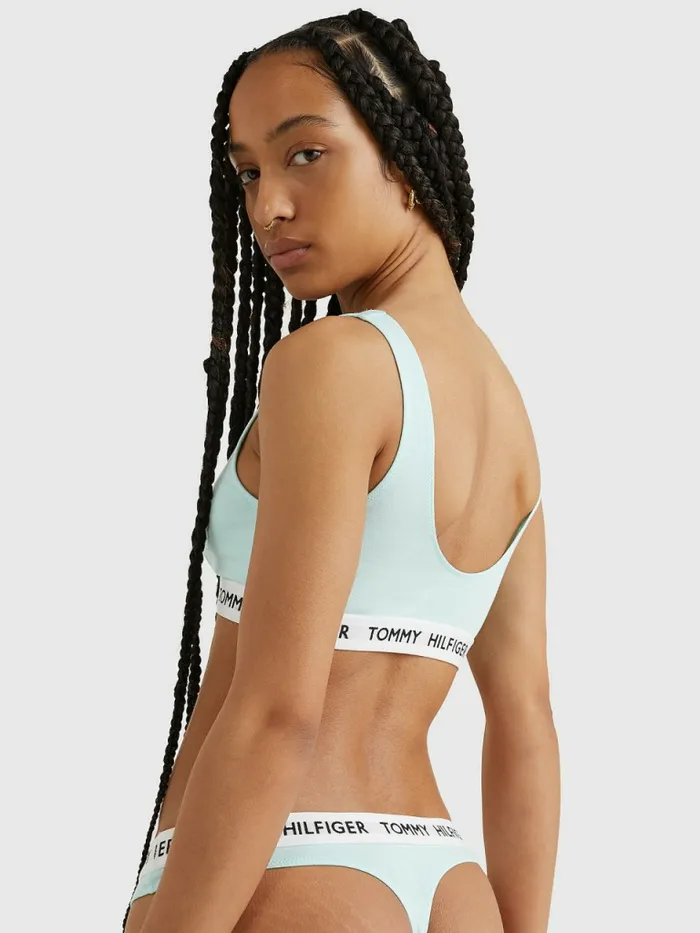 Tommy Hilfiger Tommy 85 Stretch Cotton Logo Bralette Aqua Glow Womens Lingerie