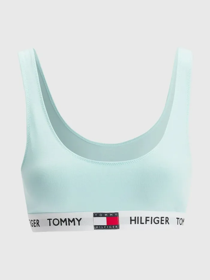 Tommy Hilfiger Tommy 85 Stretch Cotton Logo Bralette Aqua Glow Womens Lingerie
