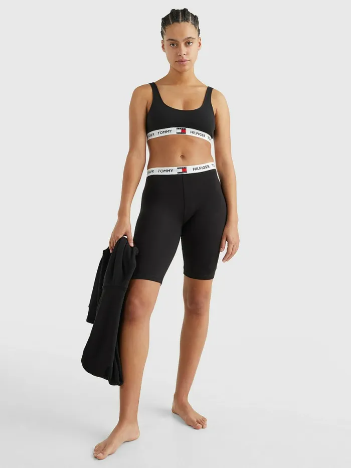 Tommy Hilfiger Tommy 85 Stretch Cotton Logo Bralette Black Womens Lingerie