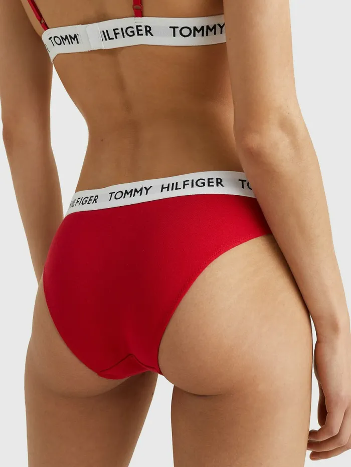 Tommy Hilfiger Tommy 85 Stretch Cotton Logo Briefs Tango Red Womens Essentials