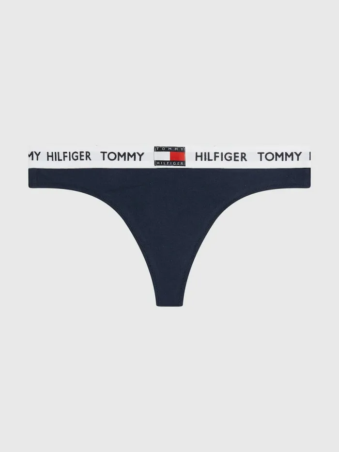 Tommy Hilfiger Tommy 85 Stretch Cotton Logo Thong Navy Blazer Womens Lingerie
