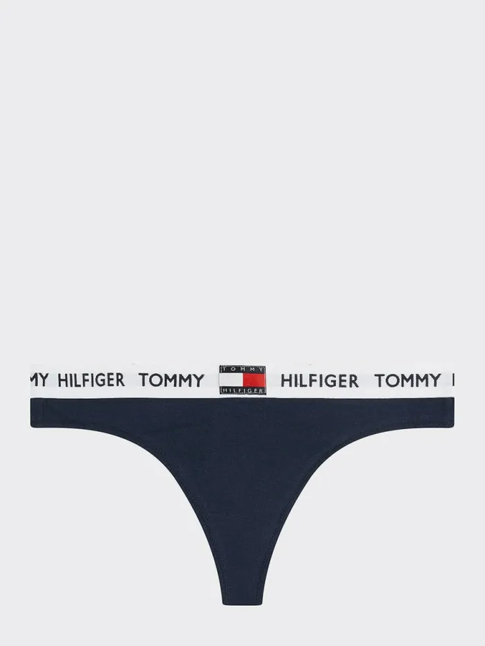 Tommy Hilfiger Tommy 85 Stretch Cotton Logo Thong Navy Blazer Womens Lingerie