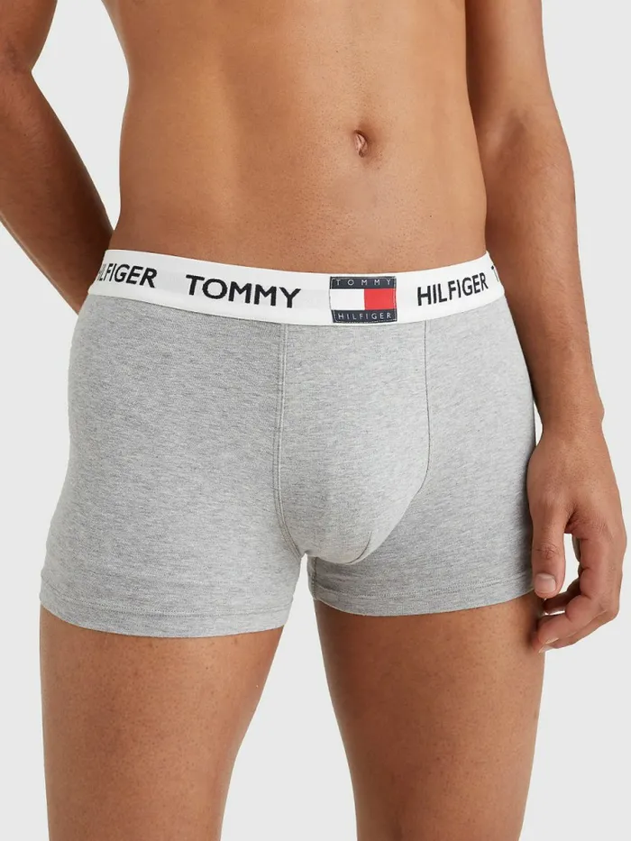 Tommy Hilfiger Tommy 85 Stretch Cotton Logo Trunks Medium Grey Heather Mens Underwear Gift for Friend Tommy Hilfiger Tommy 85 Stretch Cotton Logo Trunks Medium Grey Heather Mens Underwear Gift for Friend