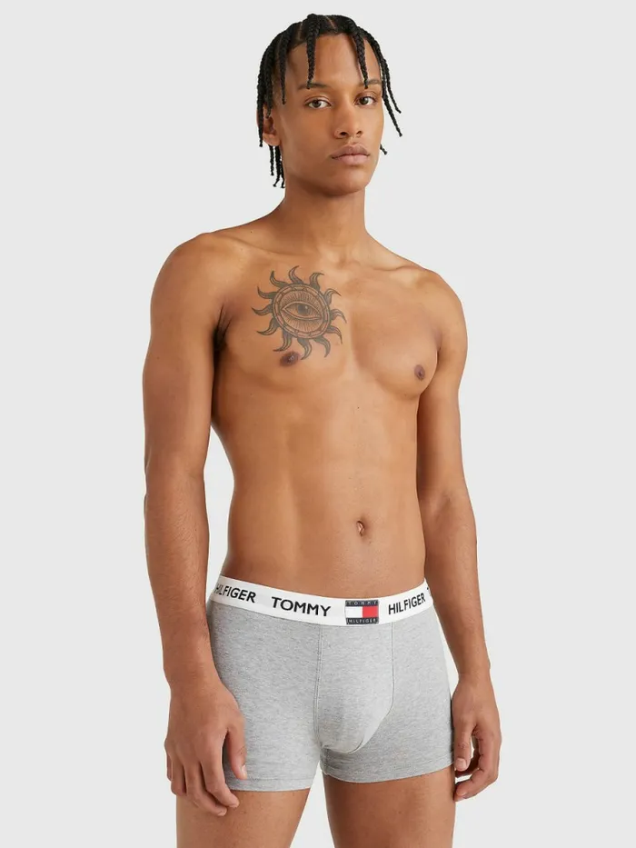 Tommy Hilfiger Tommy 85 Stretch Cotton Logo Trunks Medium Grey Heather Mens Underwear Gift for Friend