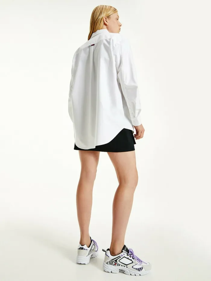 Tommy Hilfiger Tommy Badge Boyfriend Shirt White Womens Shirts and Blouses Fashion
