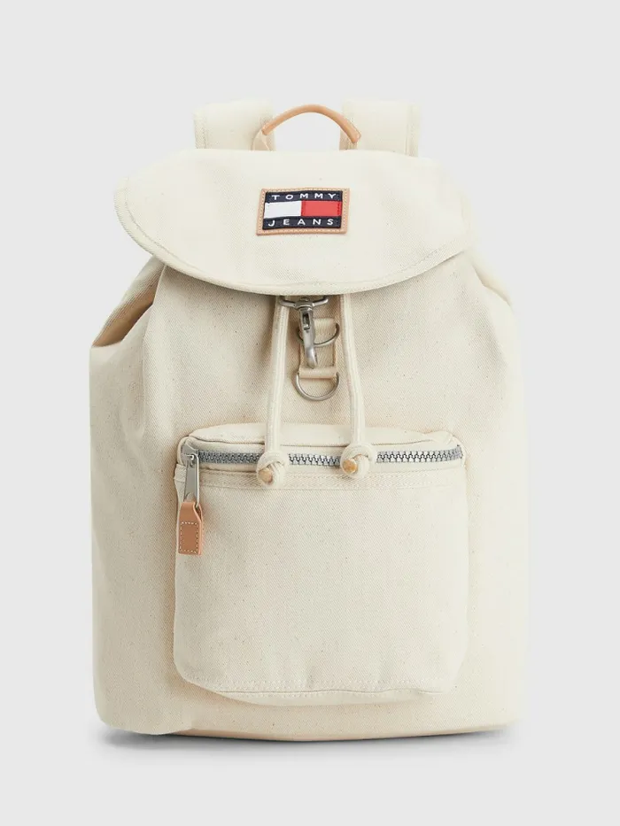 Tommy Hilfiger Tommy Badge Canvas Backpack Natural Canvas Mens Bags Popular