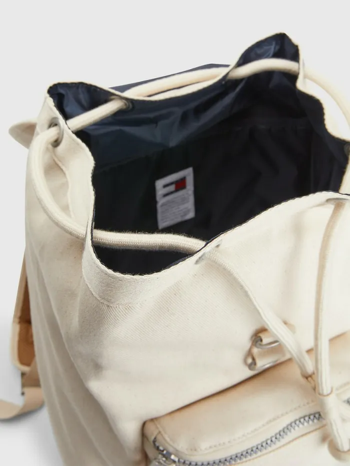 Tommy Hilfiger Tommy Badge Canvas Backpack Natural Canvas Mens Bags Popular