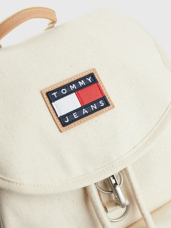 Tommy Hilfiger Tommy Badge Canvas Backpack Natural Canvas Mens Bags Popular