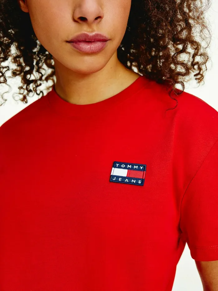 Tommy Hilfiger Tommy Badge Crew Neck TShirt Deep Crimson Womens TShirts Near Me