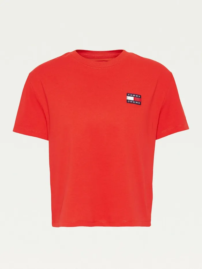 Tommy Hilfiger Tommy Badge Crew Neck TShirt Deep Crimson Womens TShirts Near Me