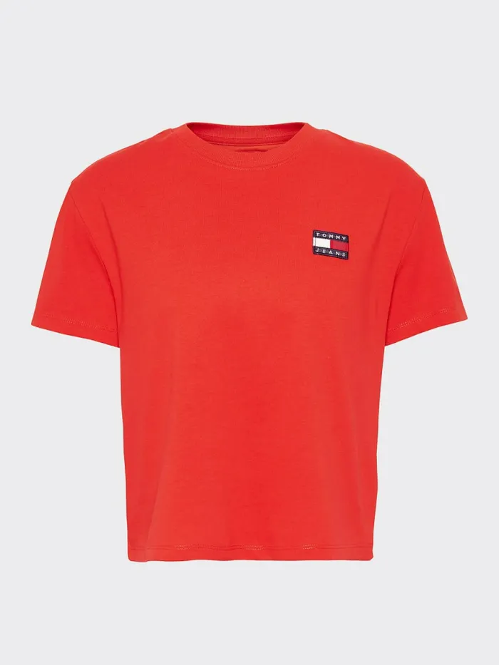 Tommy Hilfiger Tommy Badge Crew Neck TShirt Deep Crimson Womens TShirts Near Me