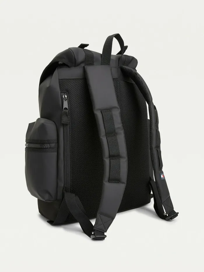 Tommy Hilfiger Tommy Badge Double Clip Backpack Black Mens Bags Sale