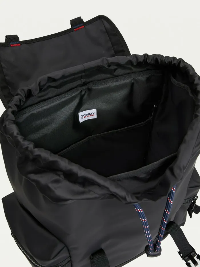 Tommy Hilfiger Tommy Badge Double Clip Backpack Black Mens Bags Sale