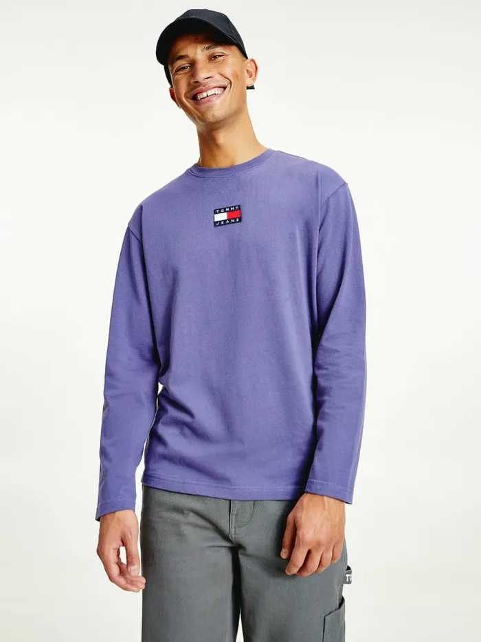 Tommy Hilfiger Tommy Badge Long Sleeve TShirt Dark Aster Mens TShirts Online