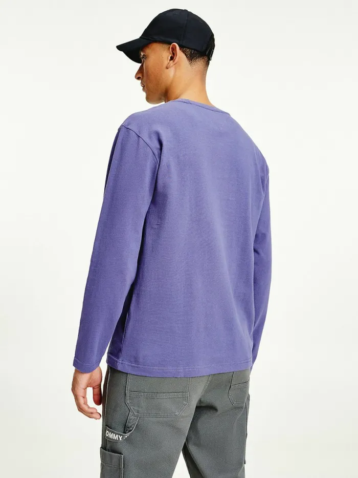 Tommy Hilfiger Tommy Badge Long Sleeve TShirt Dark Aster Mens TShirts Online