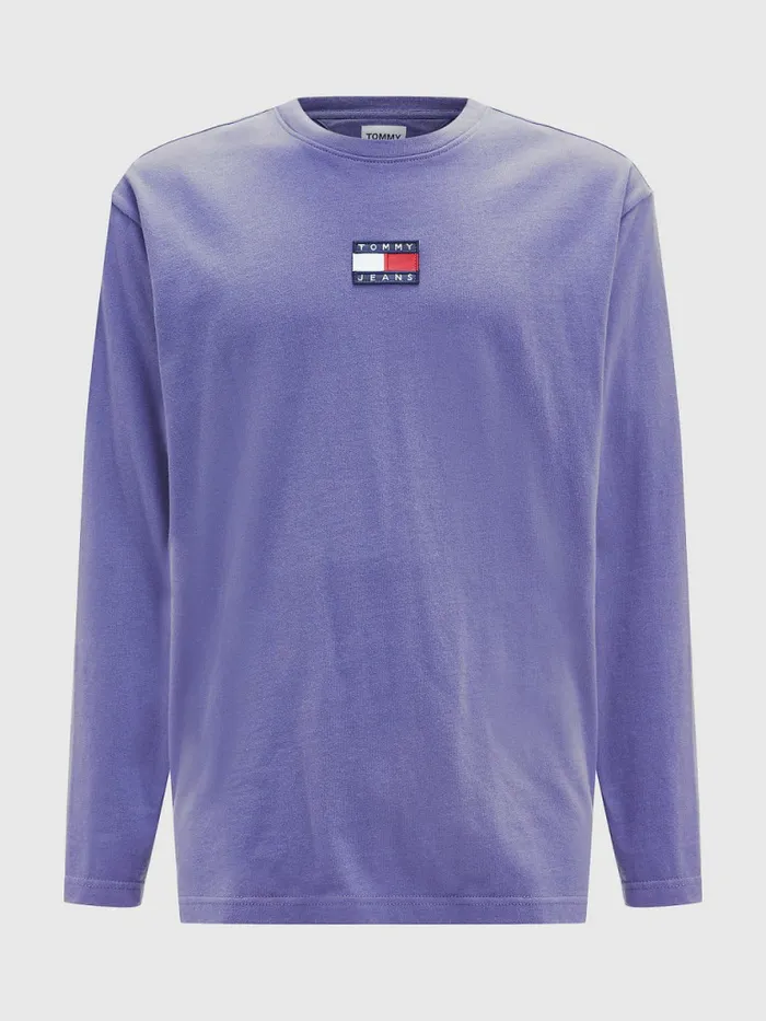 Tommy Hilfiger Tommy Badge Long Sleeve TShirt Dark Aster Mens TShirts Online