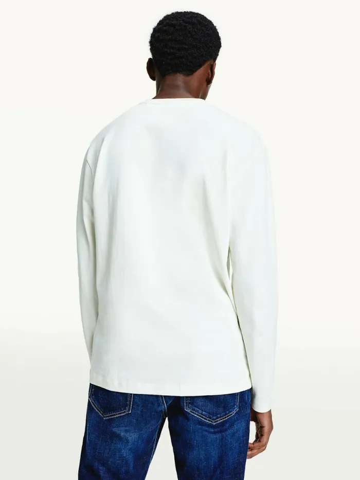 Tommy Hilfiger Tommy Badge Long Sleeve TShirt Ivory Mens TShirts Online