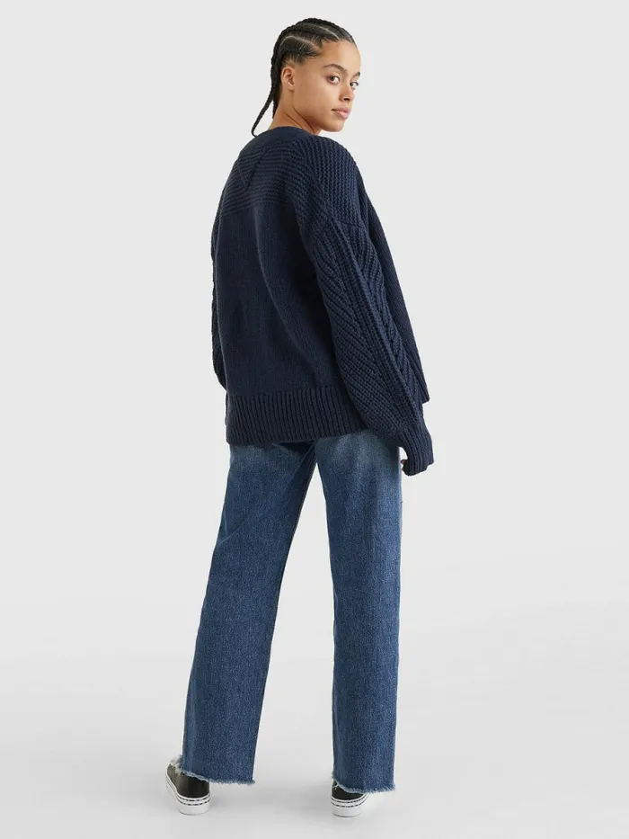 Tommy Hilfiger Tommy Badge Oversized Cardigan Twilight Navy Womens Knitwear Gift Ideas