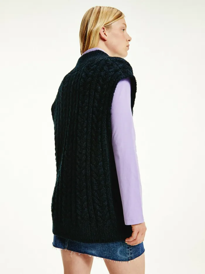 Tommy Hilfiger Tommy Badge Oversized Knitted Vest Desert Sky Womens Knitwear Gift 4 You